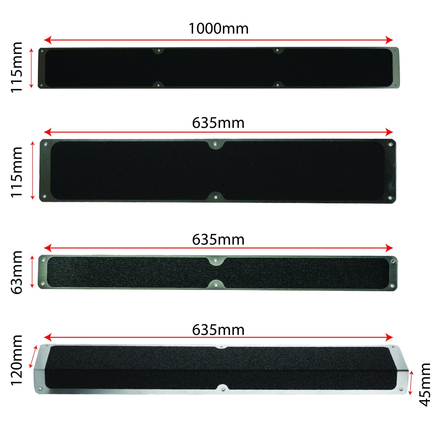GripPlate Bolt Down Anti-Slip trinnplate, Sort