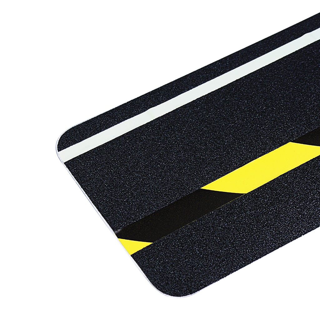 Anti-Slip Tape Strip, 610 x 150 mm, Black with glow strip and black/yellow strip
